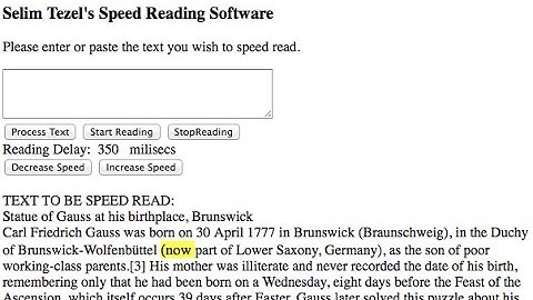 Javascript: Speed Reader