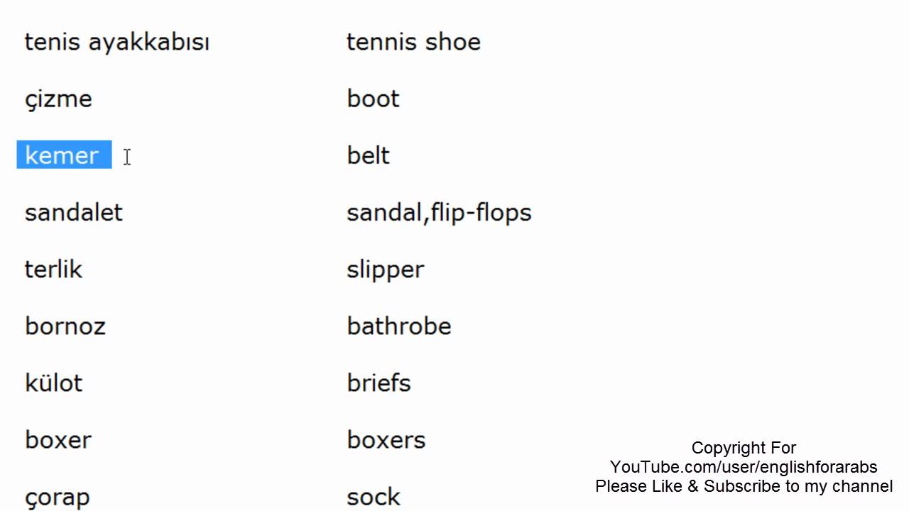 Clothes names in Turkish part 2 Turkish For Beginners YouTube