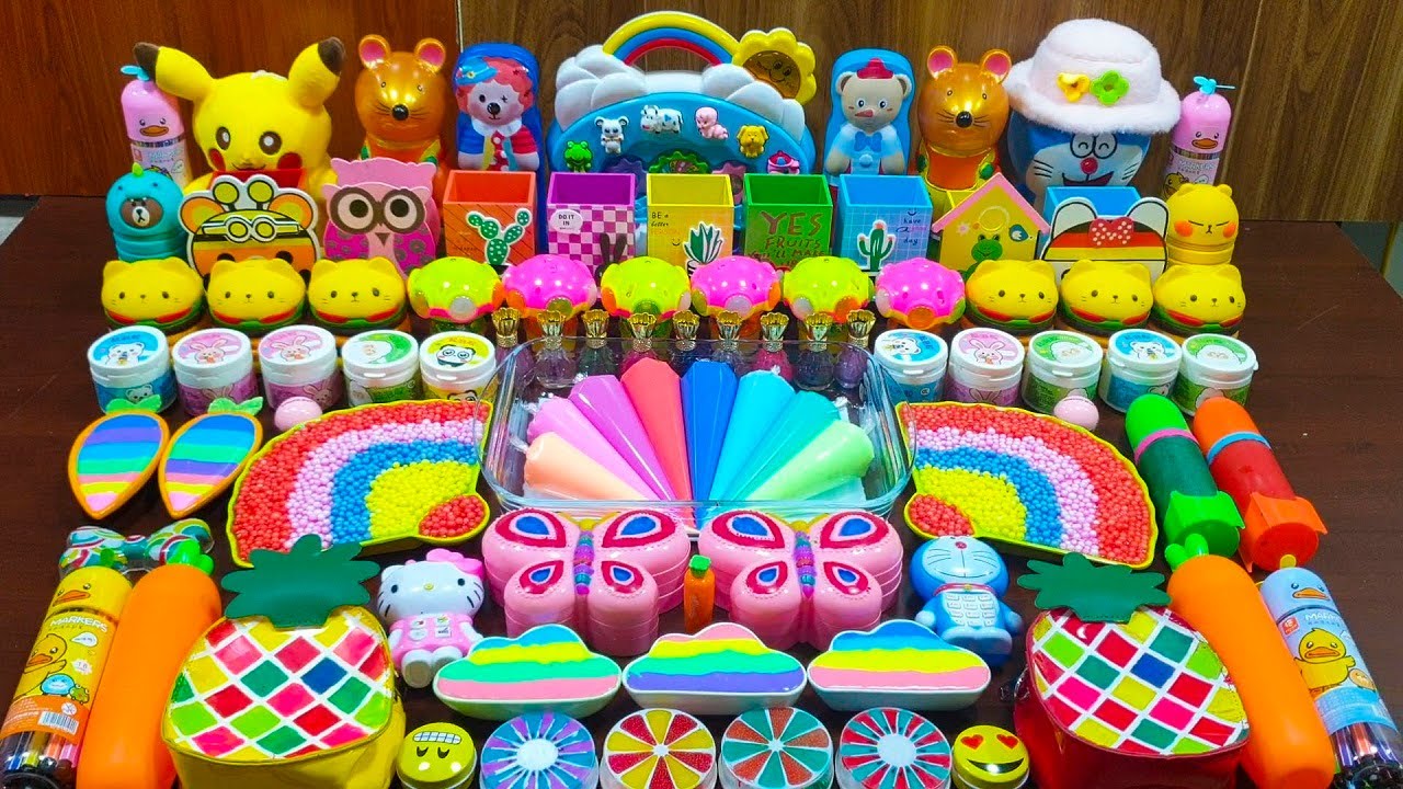 CLAY PIPING BAG & FOAM SLIME & MAKEUP, GLITTER, BEADS | Mixing Random Things Into Slime | Alex slime