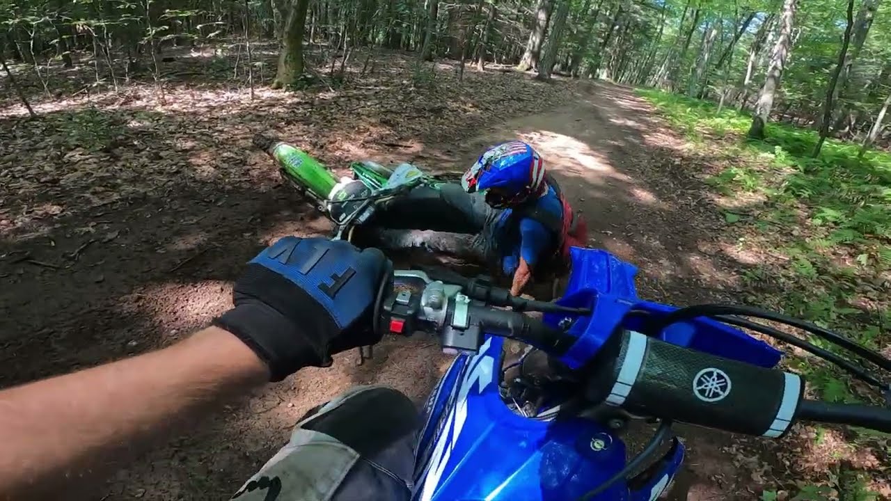 DirtBike CRASHES INTO TREE!!! Trail Rippin 450 4-Stroke and 250 2-Stroke!!!