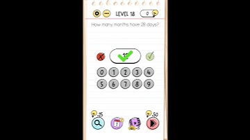 Brain test Level 18 How many month have 28 days Walkthrough