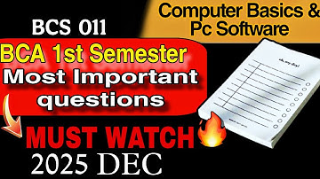 Bcs 011 Most Important Questions🔥 | Bca 1st Semester | Bcs 011 Solved question Paper