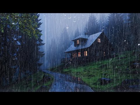 HEAVY RAIN on Roof for Deep Sleep & Insomnia Relief | Night Thunderstorm for Insomnia, Study, ASMR