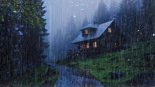HEAVY RAIN on Roof for Deep Sleep \u0026 Insomnia Relief | Night Thunderstorm for Insomnia, Study, ASMR