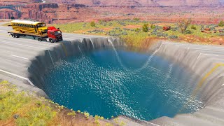 Cars vs Giant Pit Deep Water BeamNG.Drive #4