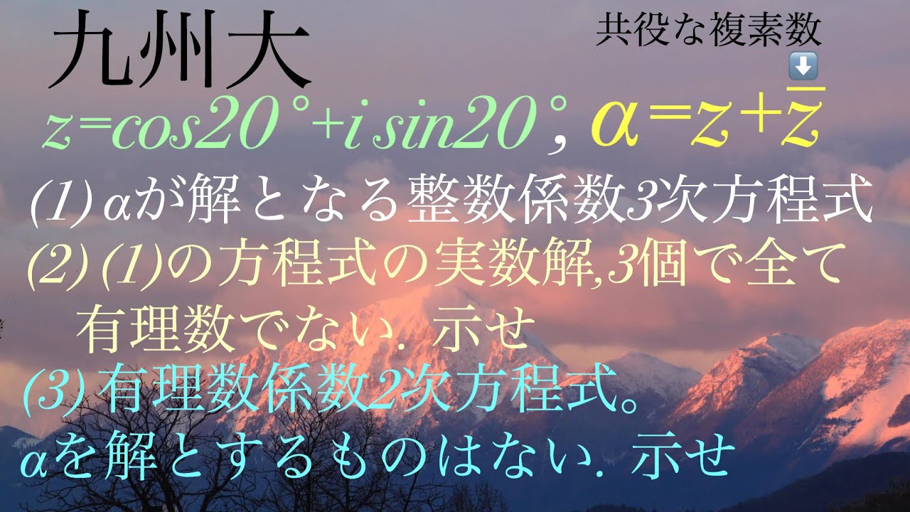 九州大　3次方程式：2次方程式　有理数解