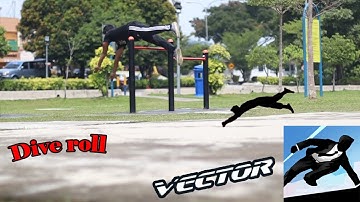 Learning Parkour dive roll trick from video games Vector.