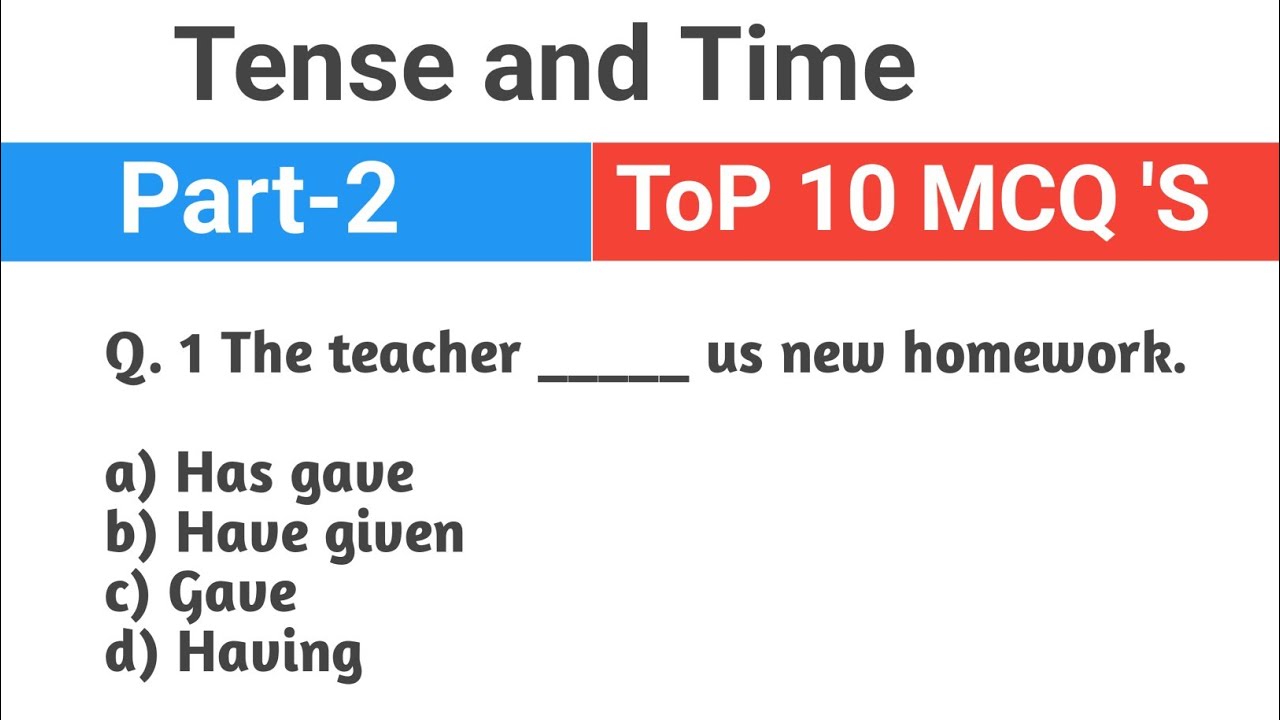 Present Perfect Tense Top 10 MCQ 'S Questions Practice set For All ...