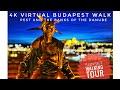 Virtual Sunset 4K Budapest Walking Tour - Banks of the Danube at Night - Silent Walk Treadmill Video
