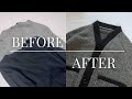 【編み機】２枚の穴あきセーターを編み機でカーディガンにリメイク｜KNITTING MACHINE UPCYCLE