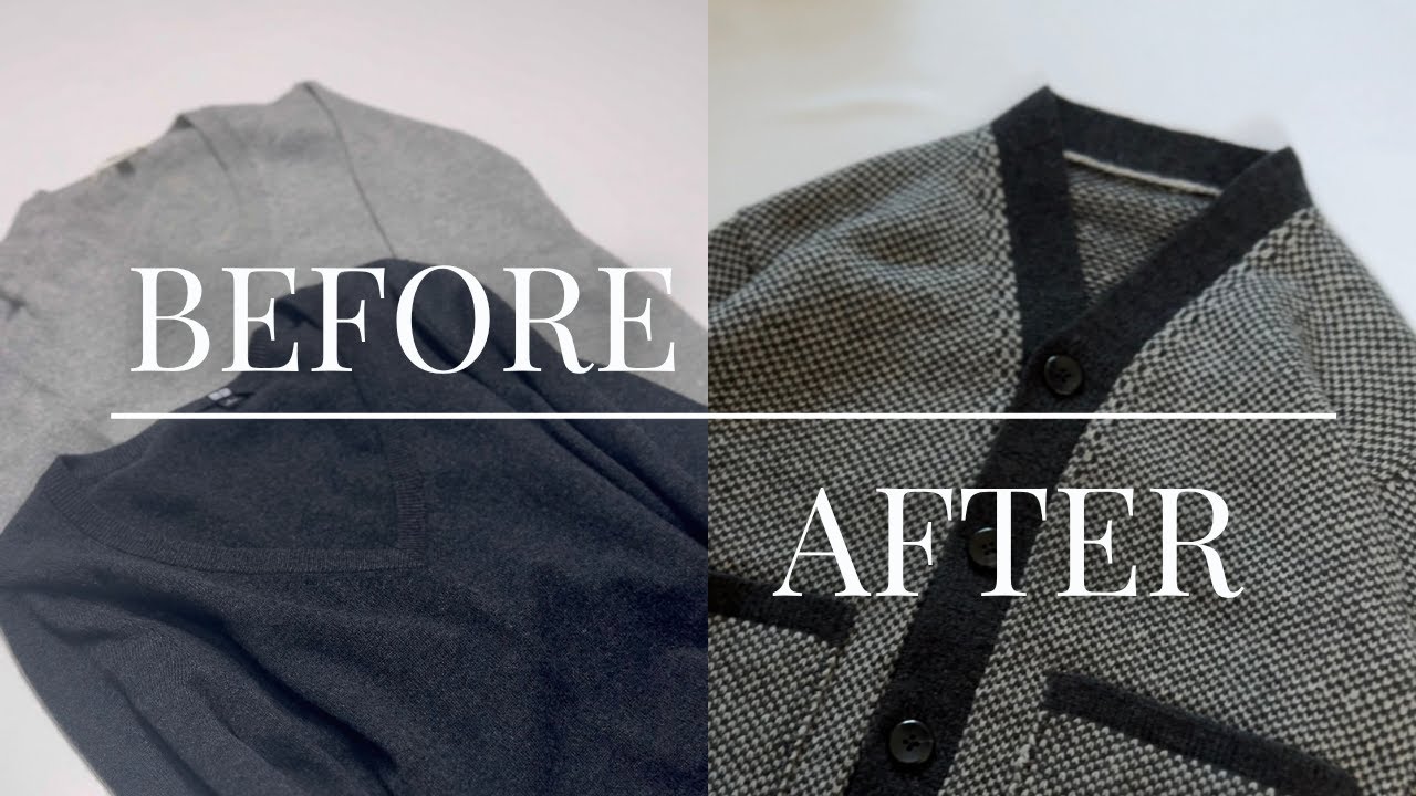 Апсайклинг двух свитеров с дырками в кардиган на вязальной машине