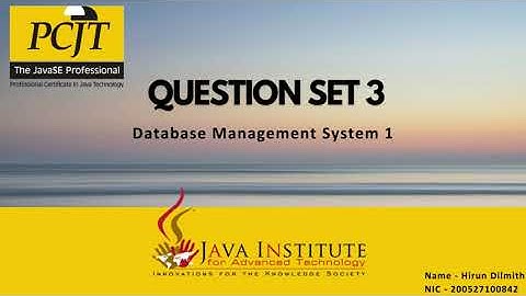 Question Set 3 | Database Management System | Java Institute
