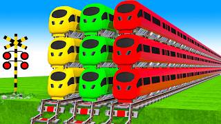 【踏切アニメ】複雑な電車 5 Trains Climbing Pynamid 2025 🚦 Fumikiri 3D Railroad Crossing Animation #1 #1million