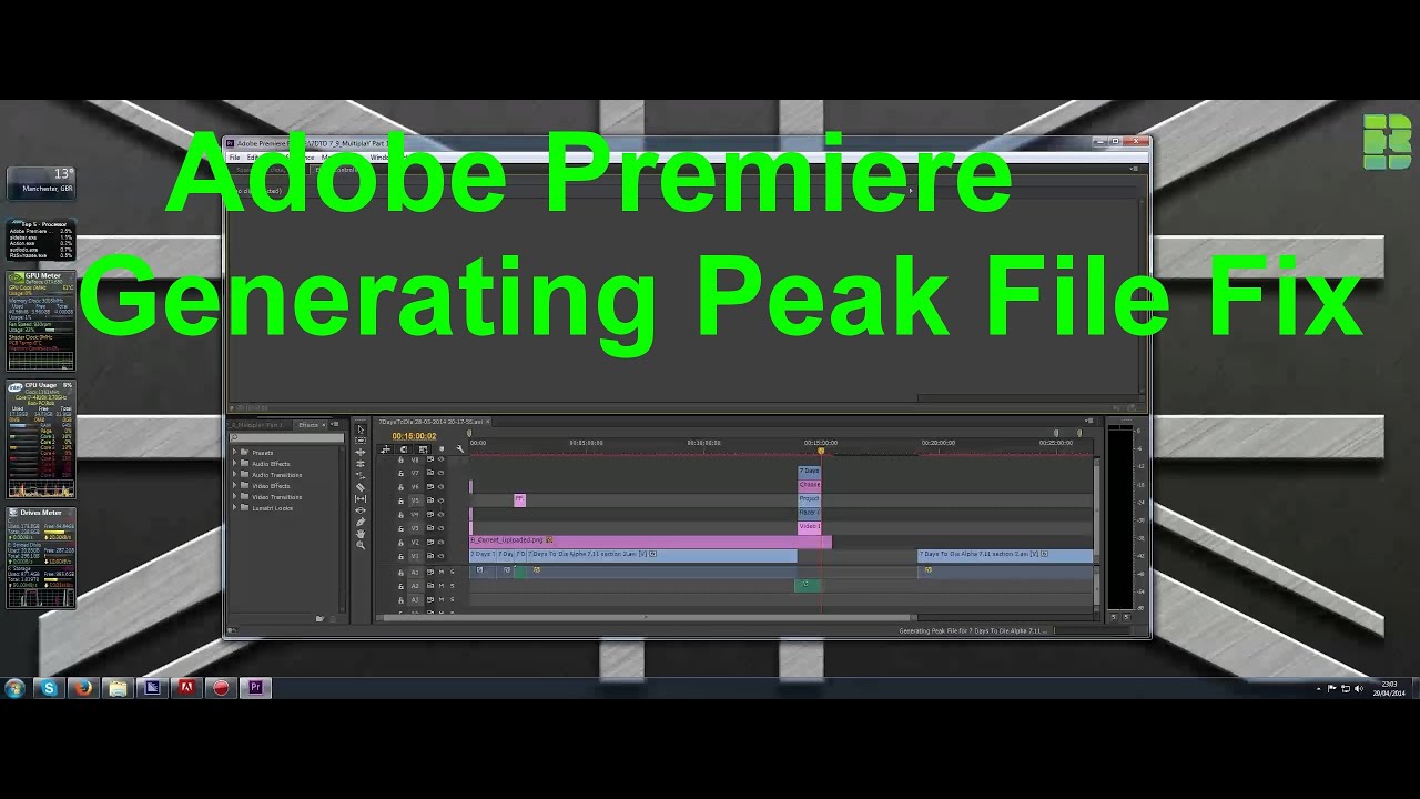 picnic kapok Pak at lægge Adobe Premiere Generating Peak File Slow Fix - YouTube