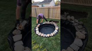 Turned this empty backyard corner into the coolest little pond… #backyardtransformation  #backyard