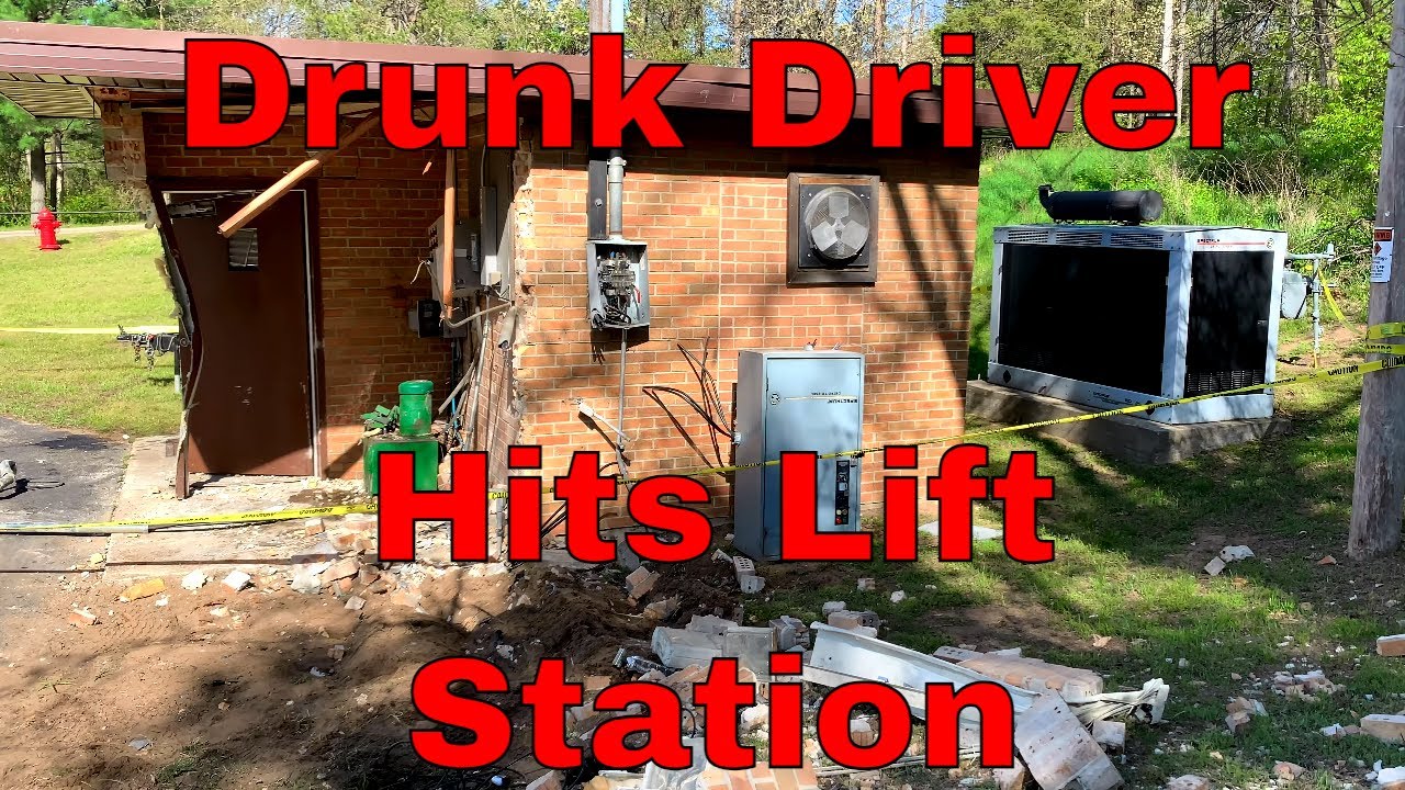 Crazy Car Accident, Drunk Driver hits Sewage Lift Station! Wisconsin