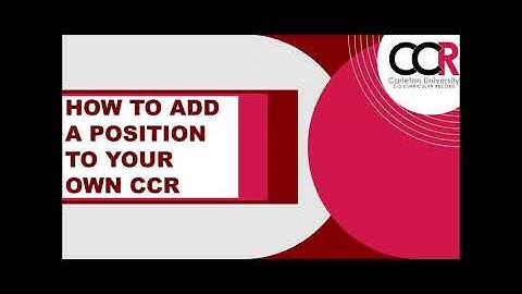 Co-Curricular Record How to Add a Position to Your Personal CCR