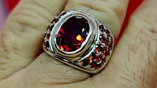 Granat-Bague argent...fabrication artisanale. 