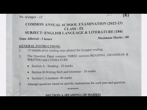 9th class essay 2 question paper