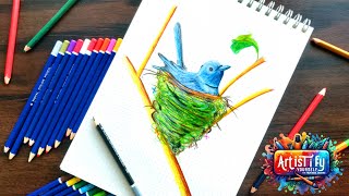 Learn to draw Nest | N for Nest | Easy Pencil Course | Step by Step