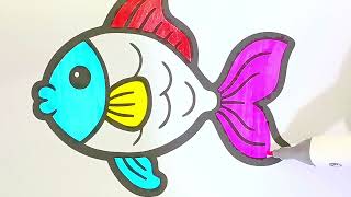 Fish Coloring Page for Kids| Painting Fun for Children| Learning Art Colors|Colorful Creative Kids