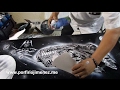 Darth Vader and the millennium falcon spray paint art