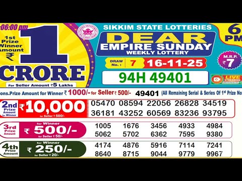 Nagaland Lottery Result Today 6pm 16 11 2025 Morning Nagaland Night