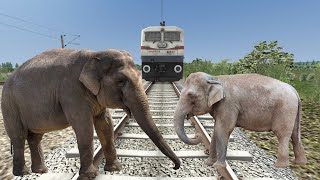 Elephant Stop The High - Speed Train and escapes in Train - TRAIN vs ELEPHANT - Funny Cartoon