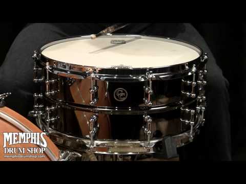 C&C Custom 14 x 6.5 Black Chrome Over Brass Snare Drum with Tube Lugs
