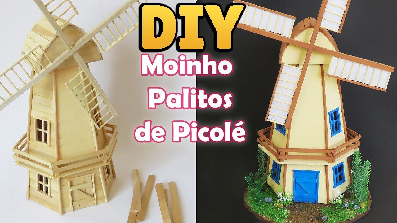 Ideias Personalizadas : DIY: Como Fazer um MOINHO DE VENTO com PALITOS DE  PICOLÉ  Moinho de vento, Artesanato com palito de picolé, Projetos com  palitos de picolé