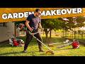 GARDEN MAKEOVER: taglio completo del giardino con DECESPUGLIATORE, TAGLIABORDI e RASAERBA
