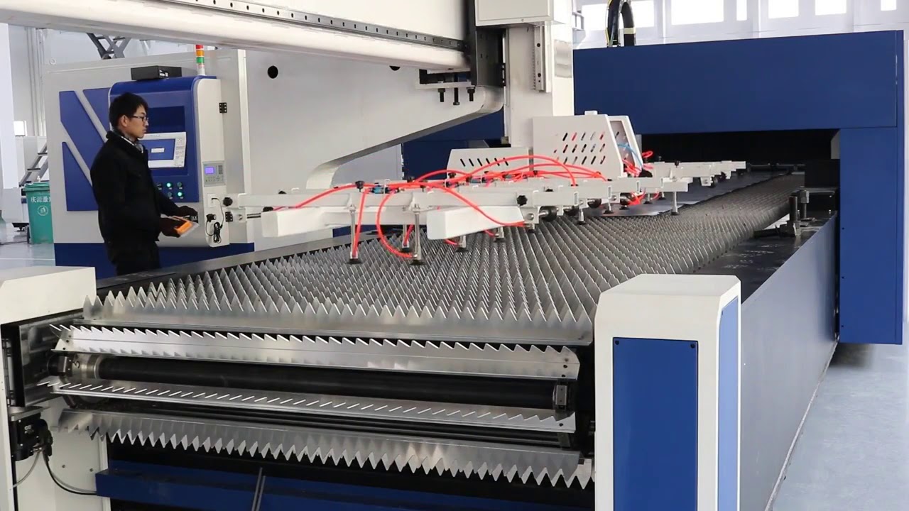 Coil Fed Laser Cutting Machine with rolling table and automatic unloading