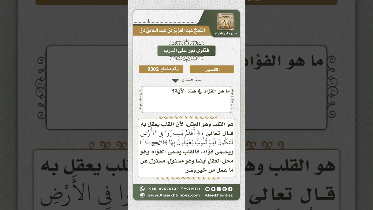 9302 - معنى الفؤاد  -  نور على الدرب