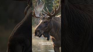🦌 Giant Moose Crosses a Crystal River in the Wild!  #wildlife #shorts #moose #wildanimals