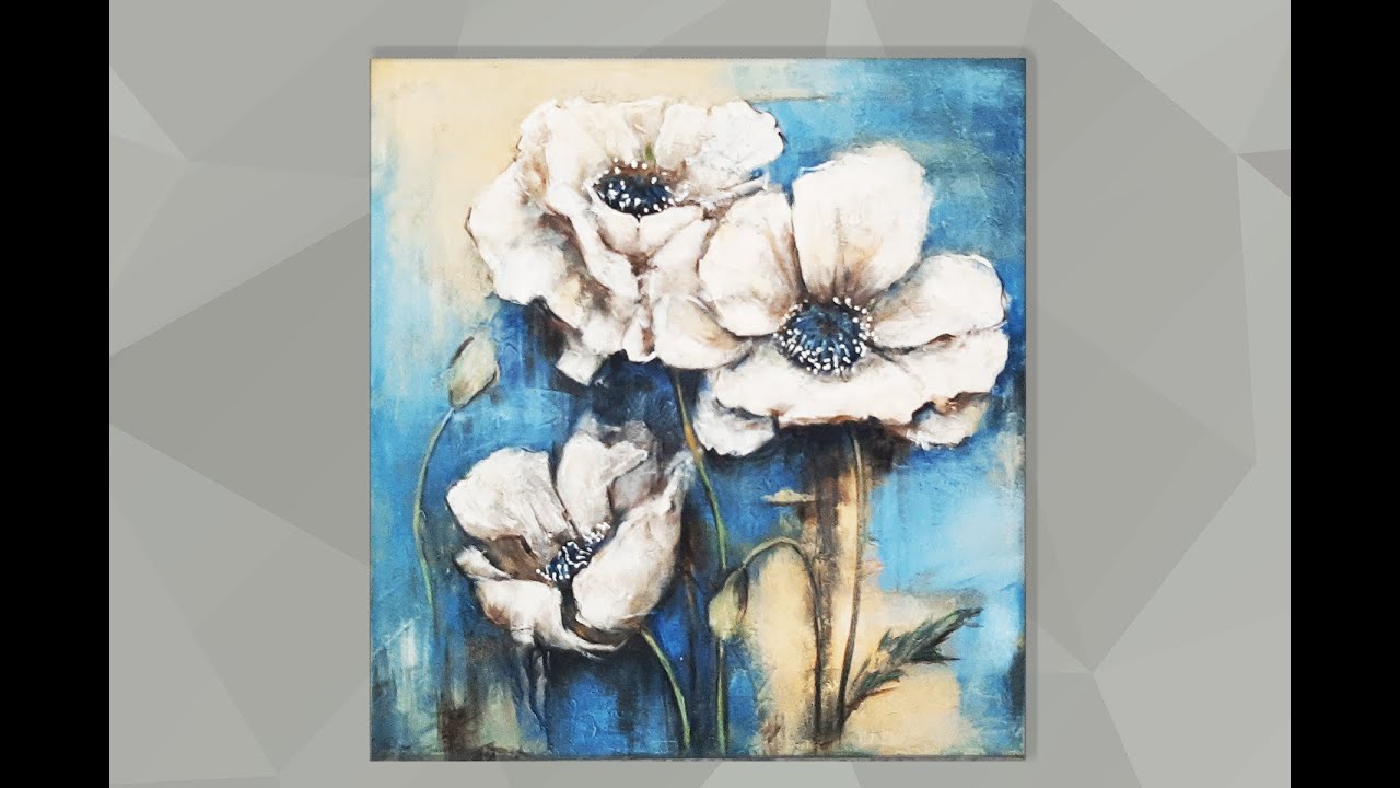 White Flower Acrylic Painting Abstract Flowers/ Textured /MariArtHome