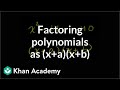 Factoring quadratics as (x+a)(x+b) (example 2) | Mathematics II | High School Math | Khan Academy