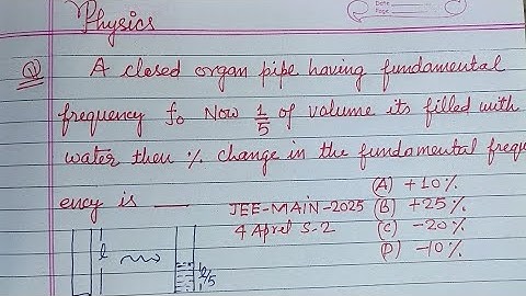 A closed organ pipe having fundamental frequency f० now 1/5 of.. | jee main physics solution