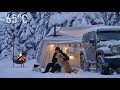 Surviving −65°C Off-Grid in Heavy Snowfall Warm Tent Survival Story