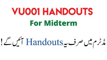 Vu001 Handouts for Midterm Exam, Vu001 Introduction to e Learning Midterm in Vu
