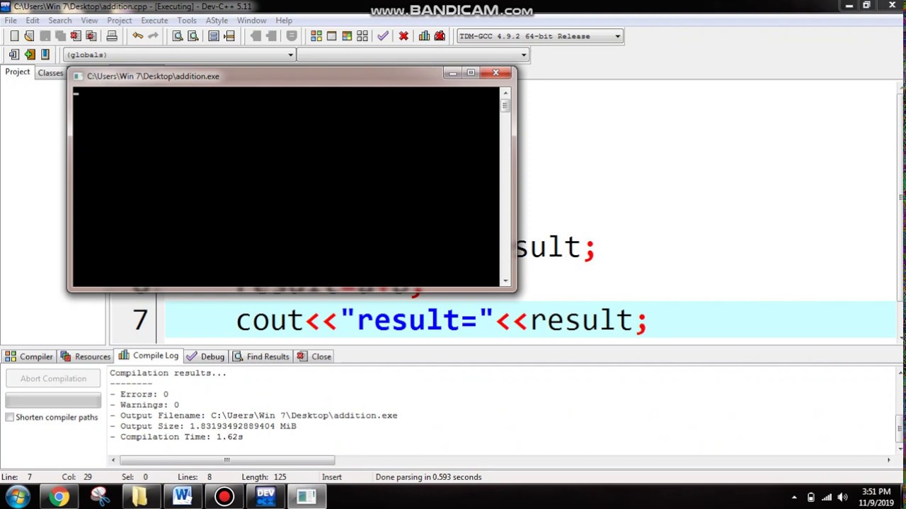 c++ program for addition of two numbers. - YouTube