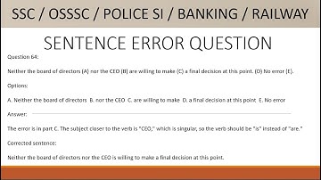 Alternative English // Sentence error question For competitive exam Part 6 SSC/OSSC#trending#grammar