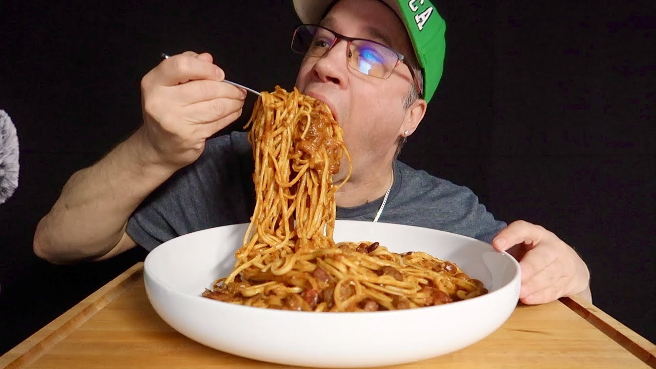 ASMR • Chili Cheese Pasta • Mukbang  |  Seanusca Food ! Extreme Big bites !