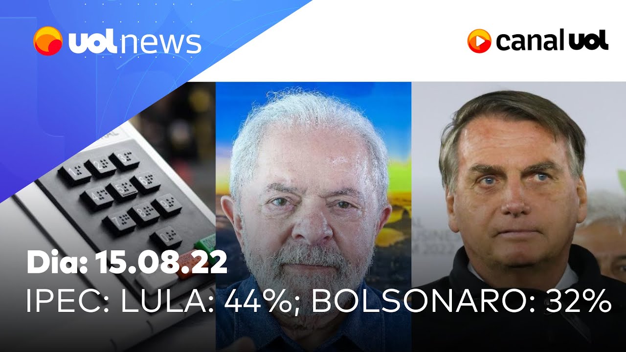 Pesquisa Ipec ao vivo: Lula tem 44% e Bolsonaro, 32%: resultados e análises com colunistas do UOL