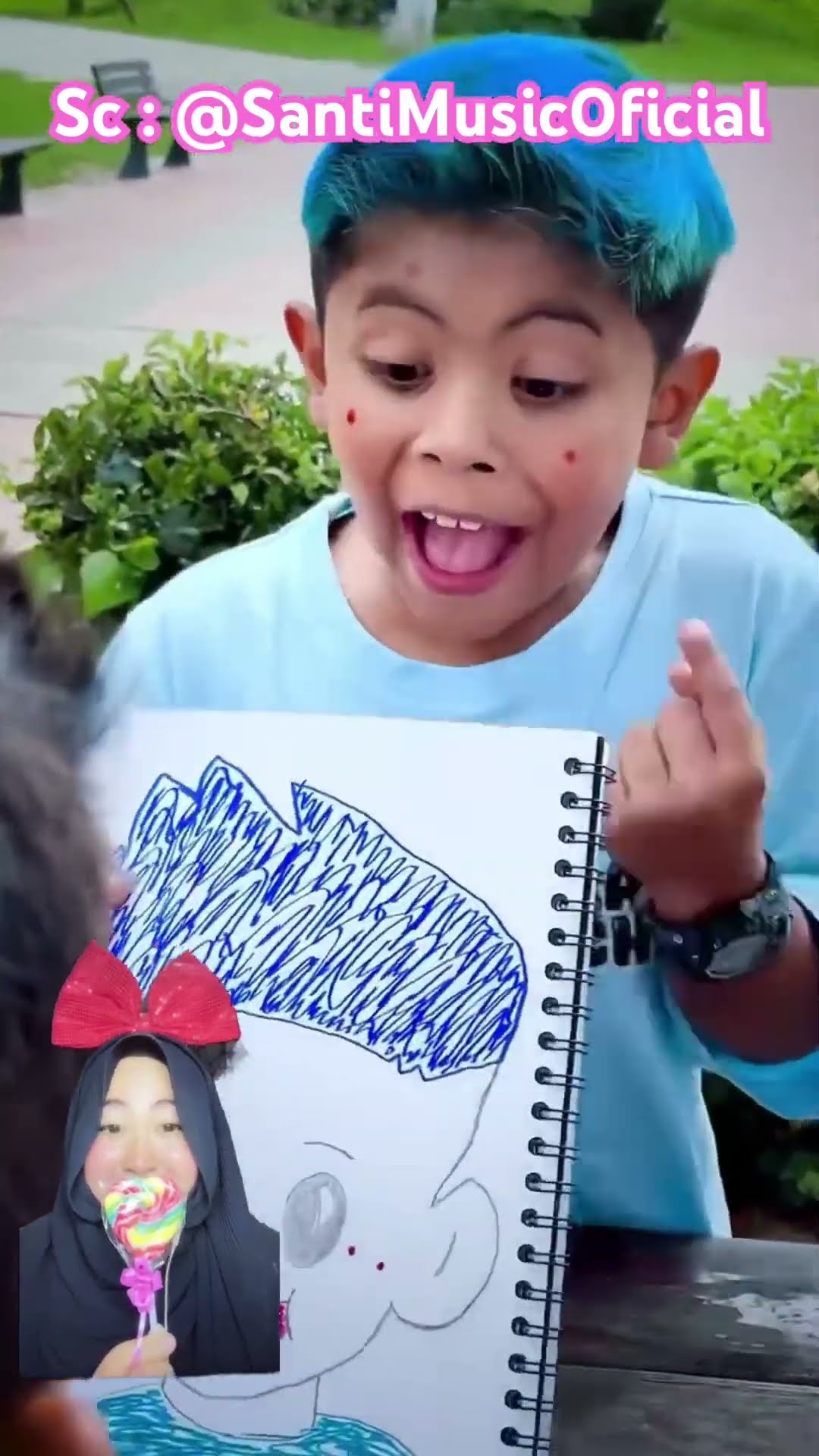 MELUKIS SAMA DENGAN MEWARNAI WAJAH⁉️ aduhh muka nya jadi hijau? @SantiMusicOficial #shorts #funny