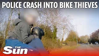 Police send bike thieves flying through the air after high-speed chase