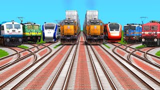 8 Indian Trains Crossings By Curved Forked Railroad Tracks || Indian Express || Train Simulator 2026