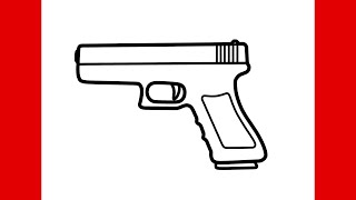 How to draw a PISTOL easy | Drawing glock 17 step by step gun