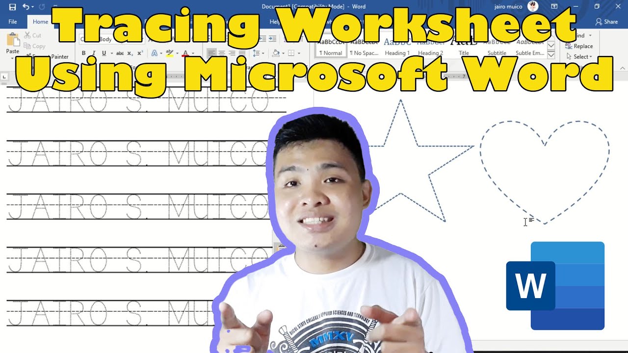 how-to-make-tracing-worksheet-using-microsoft-word-youtube