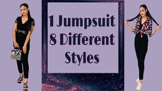 HOW TO STYLE A JUMPSUIT || 1 JUMPSUIT 8 DIFFERENT WAYS ||  BLACK JUMPSUIT OUTFIT IDEAS || 3 ||