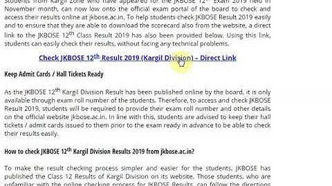 JKBOSE 12th Result 2019 Declared for Kargil Division, Get Direct Link Here, Check JKBOSE ...
